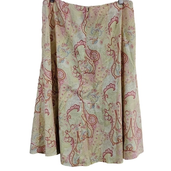 Emma James Skirt Womens Size 14 Y2K Yellow and Pink Paisley Stretch Midi A Line - Picture 2 of 8